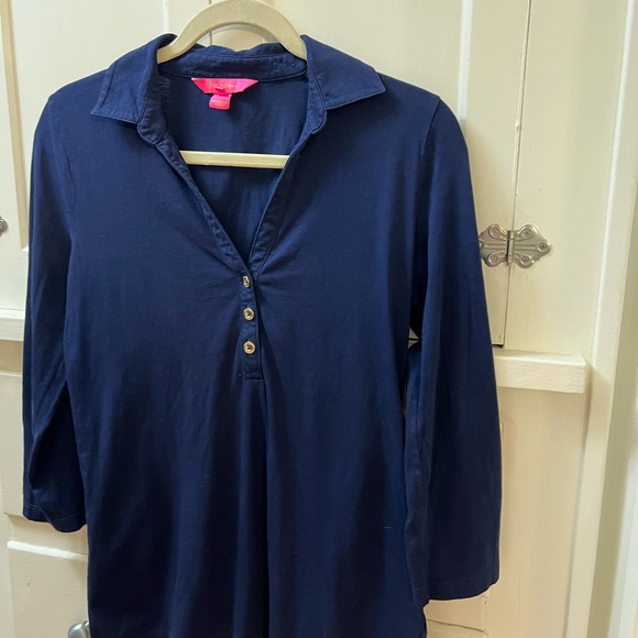 Lilly P three quarter sleeve navy polo . Excellent condition. Barely worn. - Picture 6 of 14